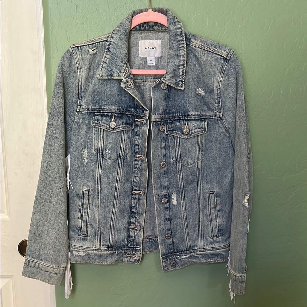 Fringe Jean Jacket- with handmade added fringe details